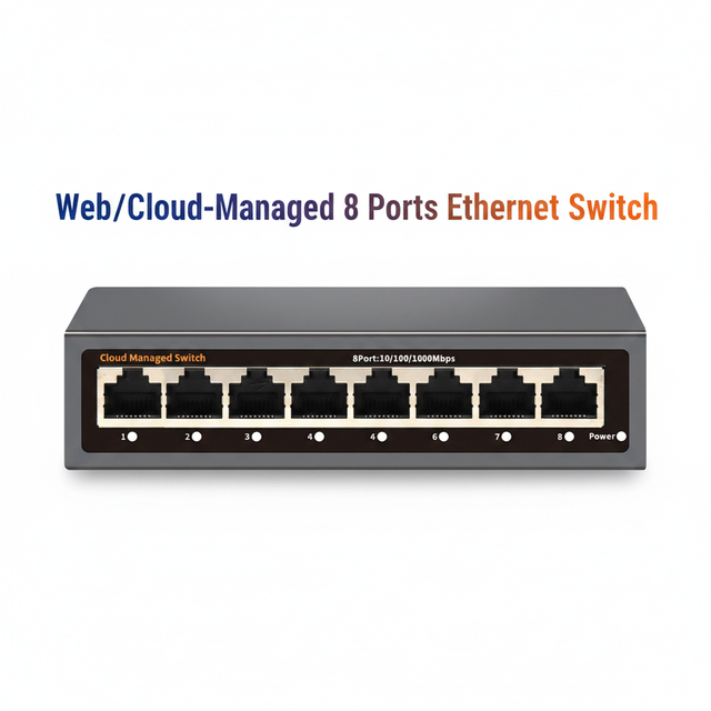 8 Port Gigabit Smart Managed Network Switch with Web Cloud Management VLAN QoS Fanless PoE Optional CCTV Security