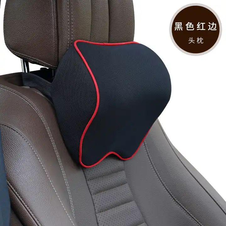 Car Leather Headrest Memory Foam Car Rest Pillow Back Cushion Auto Seat Neck  Rest Waist Supports Set Car Interior Lumbar Pillows
