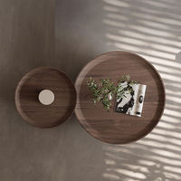 Table basse ronde contemporaine en bois massif finition noyer Table centrale élégante pour salon bureau
