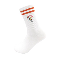 Chaussettes de sport brodées OEM de qualité supérieure, vente en gros, chaussettes de sport décontractées unisexes à rayures personnalisées, douces et confortables
