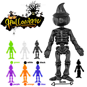 2025 New Elastic Stretchable Pumpkin Head Sticky Hand Toy Stress Relief <b>Squeeze</b> Toy Wall Climbing Halloween Skeleton - Product Image 3