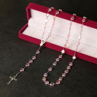 Collier de chapelet catholique coloré avec perles en plastique, idéal pour Pâques, baptême, communion, croix, bijoux d'église, vente en gros