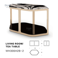 EKAR FURNITURE-Table ronde moderne pour thé et café, élégante et légère, en bois marbré noir et blanc de luxe, pour bar et maison