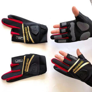 Gants de pêche JINSHENG noirs et rouges en synthétique, design trois doigts, gants de sport Hwai unisexes, légers et confortables - Product Image 1