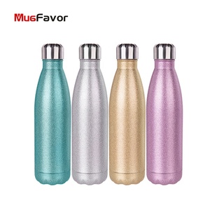 MugFavor Double Wall 17oz/500ml Color Stainless Steel Cola <strong>Bottle</strong> Vacuum Mug Glitter <strong>Bottle</strong> CokeB17G <strong>Sparkling</strong> Water <strong>Bottle</strong> - Product Image 1