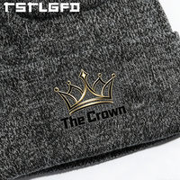 Gorro de punto con logo personalizado, teñido anudado, al por mayor, de punto acanalado, gorro de invierno de tela gruesa, gorro tipo calavera con dobladillo, fabricante