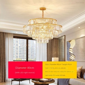 High Quality Indoor Home Hotel Restaurant Oval Gold E27 Luxury Villa Crystal Acrylic Cylindrical Shade 45 Beam Chandelier - Product Image 6