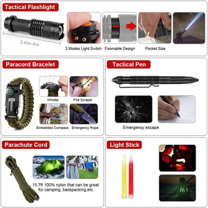 Nuevo Kit de Supervivencia y Emergencia para Exteriores, 222 Piezas, Equipo de Pesca, Caza, Camping y Primeros Auxilios - Product Image 6