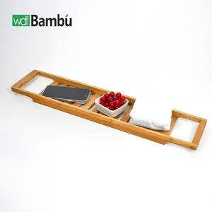 Bandeja de bañera de alta calidad WDF, estante de mesa, bandeja de bañera de bambú, Caddy de baño de bambú para uso doméstico