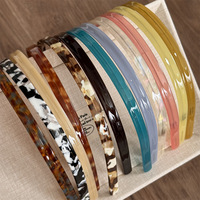 Serre-tête Genya élégant à motifs colorés en acétate fin avec dents antidérapantes, motif écaille de tortue de luxe, accessoires pour cheveux avec logo personnalisé