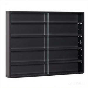 Hikuya Nhiệm Vụ Ánh Sáng Duy Nhất-Sided 5-Tier Shotglass Hiển Thị Đứng Với 2 Cửa Kính 4 Có Thể Điều Chỉnh Kệ Tường Kệ Hiển Thị Tủ - Product Image 2