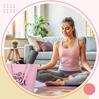 Tas Tote Yoga Kanvas Desain Geometris Kustom Ramah Lingkungan, Tas Pantai Bahu Katun Kokoh dengan Logo Kustom