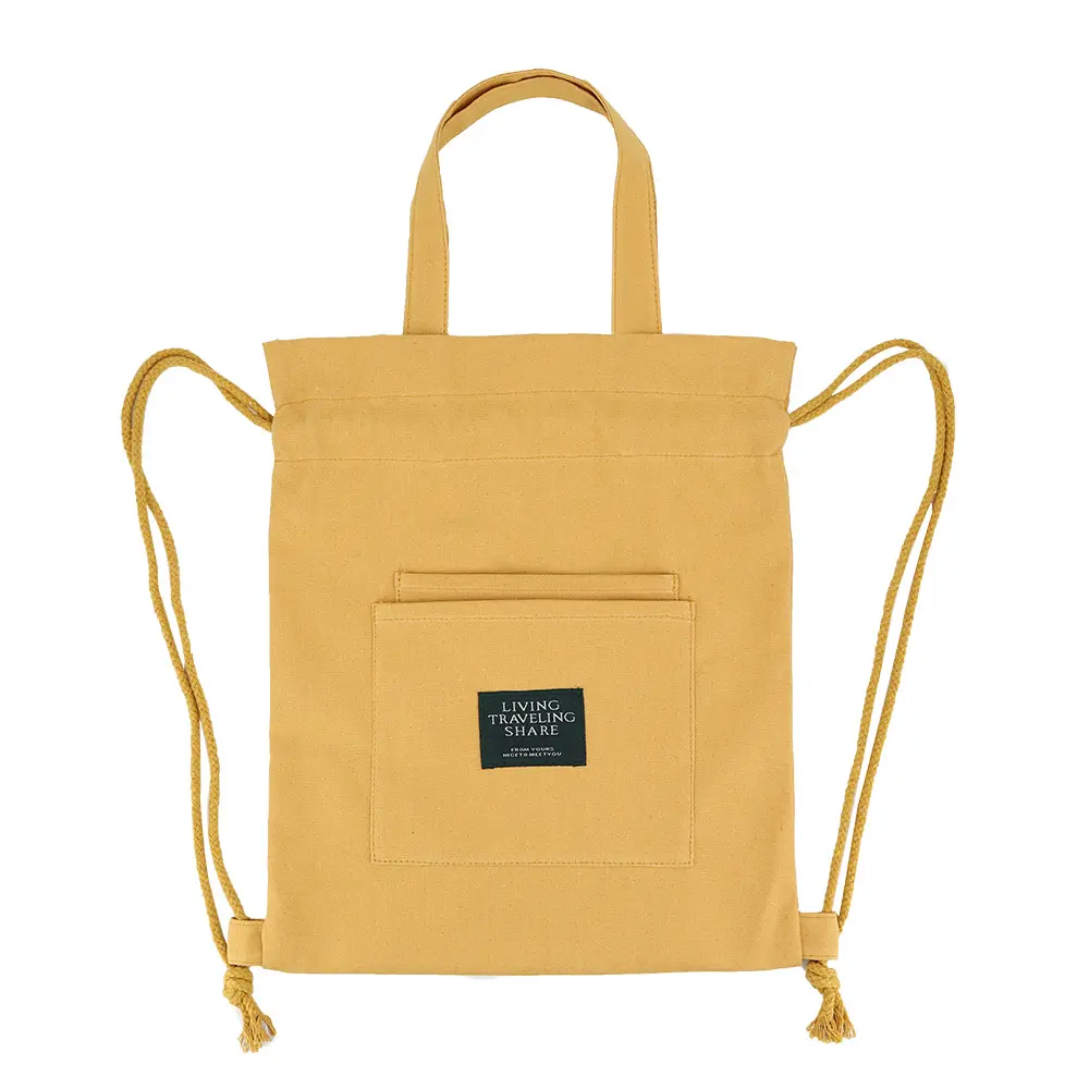 Wholesale Hot Sale Eco Friendly Cotton Canvas Tote Shopping Bag With Drawstring Private Label Customized Drawstring Backpack