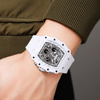 Montre-bracelet à quartz pour homme 2305, cadran squelette, bracelet en silicone, chronographe, étanche 50M, date, sport – Meilleures ventes