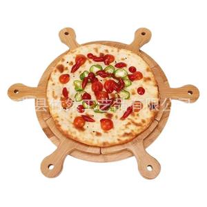 Plateau à pizza en bambou avec poignées, planche de service de 30 cm pour la cuisson et la découpe - Product Image 2