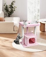Arbre à chat classique en bois écologique pour intérieur, grande tour d'activités de 27 pouces pour adultes, avec poteaux à gratter, maison et perchoir rembourré pour chatons