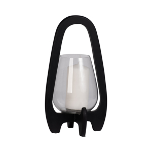 Portacandele in vetro con cornice nera e vetro trasparente per centrotavola o decorazione del soggiorno - Product Image 1