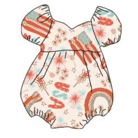 Grosir OEM-ODM Leprechaun Unisex Leo Ruffle Leotard Lengan Berumbai Elastis Romper Bayi Mengembang Katun Organik/Poliester Kancing