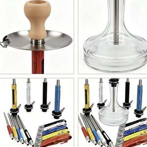 MD-L44 <b>Hookah</b> Set Clear Glass Tobacco <b>Pipe</b> Kit Metal Stand Multiple Color Options for Lounge Use - Product Image 4