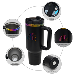 Bicchiere Termico in Acciaio Inox con Doppia Parete e Isolamento Sottovuoto, 40oz, Placcato Arcobaleno, con Coperchio e Cannuccia, Disponibile nel Magazzino USA 2.0 - Product Image 4