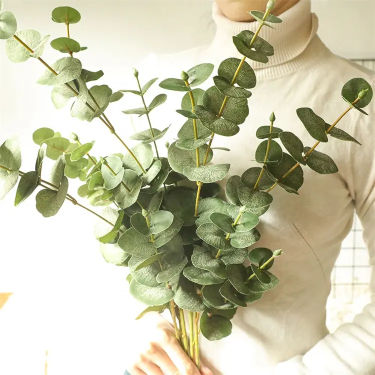 Haute qualité RG-055 soie artificielle Eucalyptus Simulation plante feuilles vertes décoration maison mariage décor