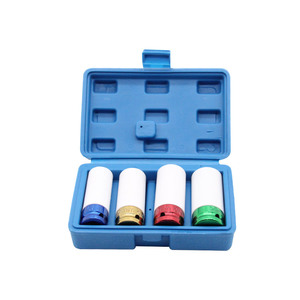 1/2 inch ổ đĩa hợp kim bánh xe tác động sâu ổ cắm thiết lập <span class=keywords><strong>17mm</strong></span> 19mm 21mm 22mm 4pcs Thêm mỏng Tường Nhiều màu Metric Lug Nut ổ cắm - Product Image 2