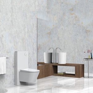 Toilettes intelligentes murales en céramique de luxe, modernes, allongées, blanches, avec bidet intégré E435, monobloc, à fixation murale - Product Image 5