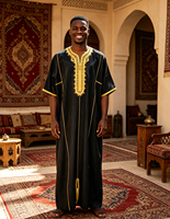 CCY 2026 Nigeria Jalabiya Homme Islamique Baifa Broderie Dorée Musulman Kaftan Boubou Pour Homme Robe Rayée Brillante Maroc Thobe