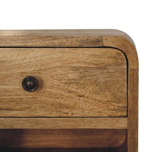 Solid Wood Mini Oak-ish Floating Bedside 1 <b>Drawer</b> <b>Storage</b> Nightstand <b>For</b> Bedroom - Product Image 5