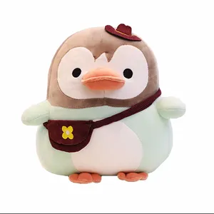 Nouveau design en peluche gros pingouin animal avec chapeau et sac en peluche jouet cadeau