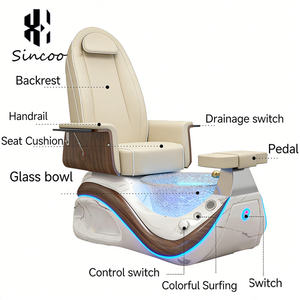 Fauteuil de pédicure électrique mobile haut de gamme de luxe avec siège inclinable, système de jets d'hydrothérapie, lumières LED, pompe de drainage et fonction de massage - Product Image 5
