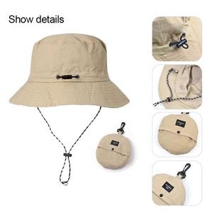 Custom Quick Dry Safari <b>Hat</b> Packable Waterproof Hiking Storage <b>Hat</b> <b>Summer</b> Outdoor Adjustable Fisherman Bucket <b>Hat</b> with String - Product Image 3