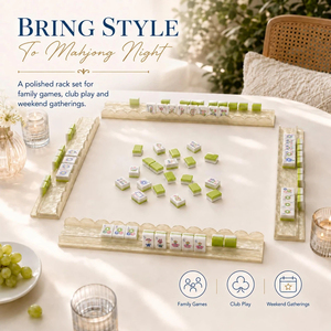 Luxury Pearl <b>Mahjong</b> Racks with Detachable Magnetic Pushers <b>Set</b> of 4 Durable 17.5" Scalloped Acrylic Tile Racks Portable Bag - Product Image 6