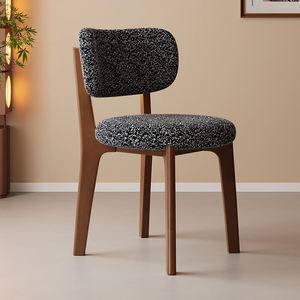 Silla de comedor de nogal de lujo contemporánea, silla de oficina tapizada de madera maciza adecuada para comedores y áreas de estudio - Product Image 3