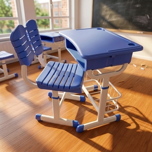 Ensemble d'étude pour enfants avec cadre métallique renforcé, réglable en hauteur, mobilier scolaire ergonomique pour les élèves du collège - Product Image 4