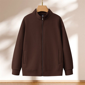 Waffle Knit Thickened Stand Collar Zipper Sweatshirt Solid Color Work Uniform Custom Logo Printing - Product Image 3