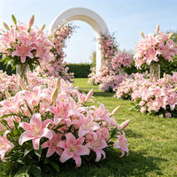 L-105 Hochwertige Weiche Realistische Künstliche Lilie in Rosa mit 2 Köpfen, Große Kunstblume mit Echtem Touch für Hochzeiten und Weihnachten