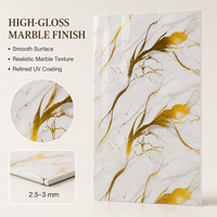 Panneau mural en PVC brillant MORLENX en or blanc artistique, effet marbre UV, pour décoration murale de luxe