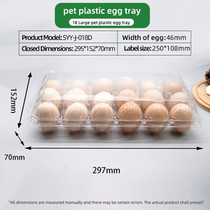 Hộp trứng nhựa PET trong suốt 18 lỗ, chất lượng cao, đạt chứng nhận ISO9001, thân thiện với môi trường, sản xuất theo quy trình ép nhựa, nhận gia công OEM/ODM - Product Image 3