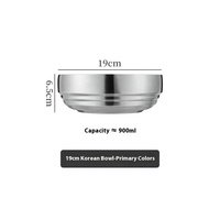 Bol à ramen coréen écologique grande taille à double paroi en acier inoxydable 304 (19-21-23cm) – Or et Argent – Vente chaude