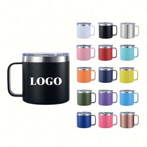 Gourde isotherme réutilisable en acier inoxydable à double paroi sous vide de 14 oz, tasse à café de voyage, gobelet de 14 oz avec couvercle et poignée - Product Image 1
