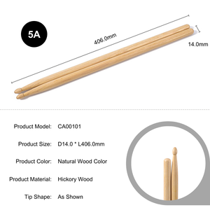 Professionele 5a Amerikaanse <span class=keywords><strong>Hickory</strong></span> Houten Drumsticks Met Houten Punt - Product Image 2