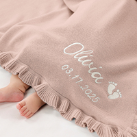 Couverture en tricot pour bébé Pinuotu, couverture d'emmaillotage pour nouveau-né, literie, nom personnalisé, couvertures en coton tricoté pour enfants, couvertures d'hiver pour bébé pour broderie