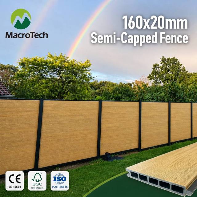 Lightweight 160x20mm WPC Fence Board Dual Capped Hollow Eco-Friendly Australia Composite Fencing Termite Proof for Backyard Deck