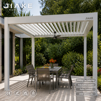 Pergola en aluminium Jiake avec ventilateur de plafond et toit à lames orientables, gazebo extérieur pour patio, vente en gros