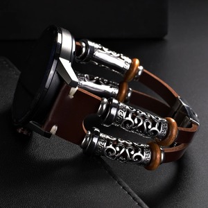 BEEFLYPOWER 20 22mm Bracelet de montre rétro en cuir style ethnique pour Apple <span class=keywords><strong>Watch</strong></span> S11 10 9 8 et <span class=keywords><strong>Samsung</strong></span> <span class=keywords><strong>Watch</strong></span> 6/5/<span class=keywords><strong>4</strong></span>/<span class=keywords><strong>Classic</strong></span> - Product Image 3