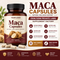 Capsules de Maca en vente sur TikTok, mélange noir, rouge et jaune, complément énergétique et vitalité, fabricant OEM, étiquette privée