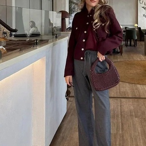 Best-seller de la mode féminine : Veste courte rétro à col montant et double boutonnage - Product Image 6