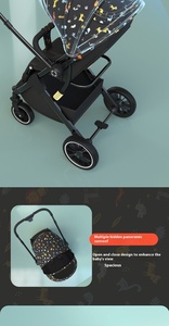 Xe đẩy em bé sơ sinh gấp hai chiều với hấp thụ sốc có thể ngồi hoặc nằm - Product Image 6