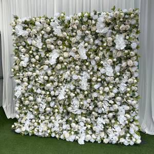 Panel de pared de flores artificiales de 8x8ft, telón de fondo, pared de flores 3D, tela enrollable, pared de flores artificiales para decoración de boda - Product Image 1